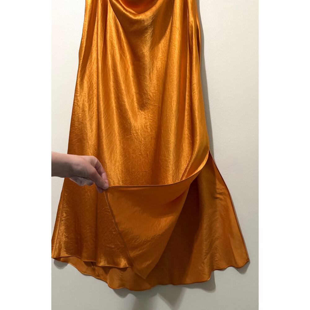 Vince Satin Midi Slip Skirt Gold Sap Orange 1X Luxurious Chic Classy - Picture 5 of 14